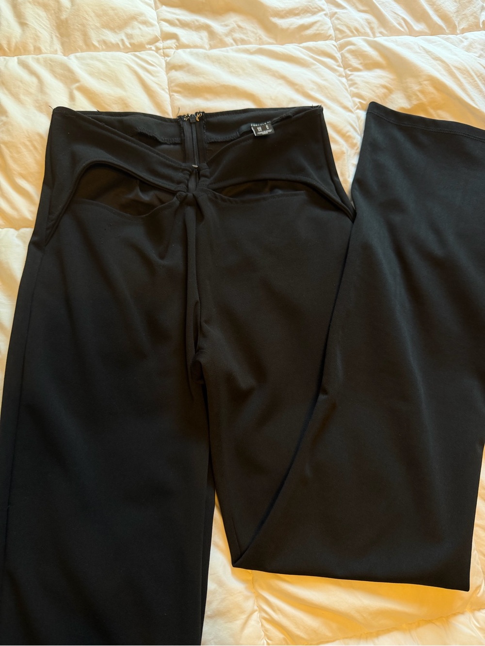Black Cutout High-Waist Wide-Leg Pants
